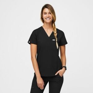 Figs Catarina One Pocket Scrub Top Black Size: XS